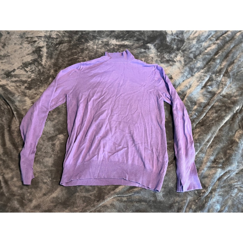 Zara Womens Purple Mock Neck Long Sleeve Fine Knit Sweater Size Large